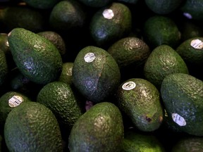 Avocados are displayed at a produce market on April 2, 2019 in San Francisco, Calif.