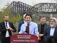 Prime Minister Justin Trudeau announces the purchase of the Quebec Bridge from Canadian National, Wednesday, May 15, 2024 in Quebec City.