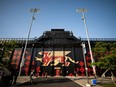 The Toronto Argonauts opened their training camp at the University of Guelph's Alumni Stadium without quarterback Chad Kelly. Guelph Gryphons logo seen on the side of the stadium at the University of Guelph ahead of preseason CFL football action in Guelph, Ont., Friday, June 3, 2022.