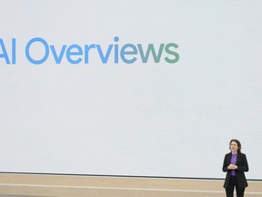 Liz Reid, Google head of Search, speaks at a Google I/O event in Mountain View, Calif., May 14, 2024.