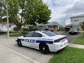 Peel Regional Police at the scene on Consort Crescent in Mississauga after a stabbing incident on Friday, May 10, 2024. ERNEST DOROSZUK/TORONTO SUN