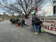 People at the pro-Palestinian encampment at the University of Toronto. JOE WARMINGTON/TORONTO SUN