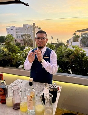Hotel B bar manager Axel Romero walks us through the art of making a Pisco Sour, the signature cocktail in Peru.