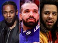 Kendrick Lamar, Drake and J. Cole.