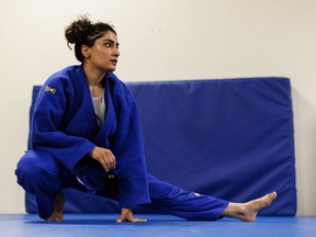 Nigara Shaheen is shown during her judo training at the Toronto Pan Am Sports Centre in Toronto on Jan. 19, 2023. Shaheen has been named to the Olympic refugee team for the Paris Games.THE CANADIAN PRESS/HO-UNHCR/Cole Burston **MANDATORY CREDIT**