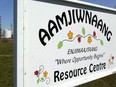 A sign for the Aamjiwnaang First Nation Resource Centre is shown in Sarnia, Ont., on April 21, 2007. Ontario's Ministry of the Environment has ordered a petrochemical facility in Sarnia to suspend its production operations after high benzene emissions, first flagged by a neighbouring First Nation.