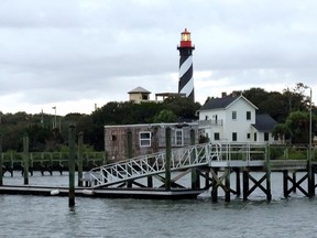 The legendary St. Augustine lighthouse dominates the shoreline.
