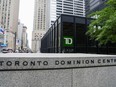 Canada's financial intelligence agency says it has levied a $9.2-million penalty against The Toronto-Dominion Bank for non-compliance with money laundering and terrorist financing measures as the bank also faces compliance investigations in the U.S. TD Bank and Toronto Dominion Centre signage is pictured in the financial district in Toronto, Friday, Sept. 8, 2023.