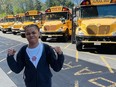 Acie Holland III in Glendale, Wis., after steering a school bus when the driver lost consciousness last week. MUST CREDIT: Kimberly Holland