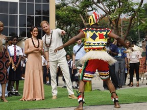 Prince Harry, Duke of Sussex and Meghan, Duchess of Sussex visit Lightway Academy on May 10, 2024 in Abuja, Nigeria.