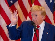 Former U.S. president and Republican presidential candidate Donald Trump speaks during a press conference at Trump Tower on May 31, 2024 in New York City.