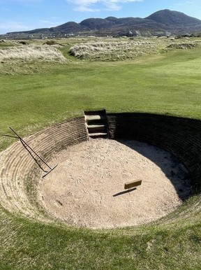 Beware the deep pot bunkers at Ballylliffin and at links courses throughout the Emerald Isle.