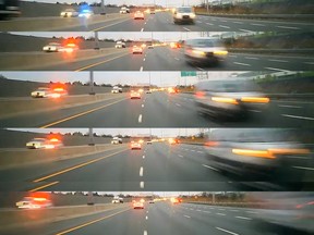 Composite image of van heading towards car