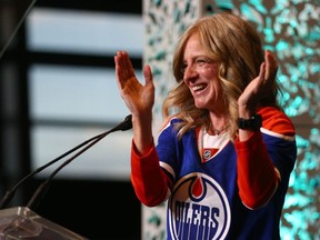Rachel Notley speaks in Calgary on Friday, June 21, 2024 -- the occasion of her farewell speech as leader of the provincial NDP and coincidentally also the night the Edmonton Oilers forced a Game 7 in the Stanley Cup final. Jim Wells/Postmedia