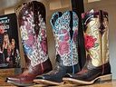 Women's boots on display at the Ariat store in the Stockyards district in Fort Worth, Texas.