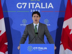 Justin Trudeau at podium