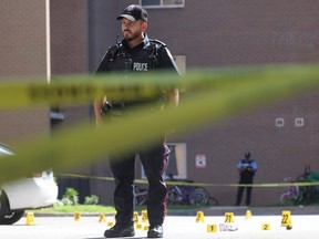 Toronto Police are investigating the deadly shooting of a man, 23, in the parking lot of Woodfinch Mews condominiums complex at 165 Cherokee Blvd., in North York, on Thursday, June 27, 2024.