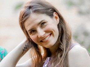 Amanda Knox attends a cocktail for the opening of the Innocence Project conference, in Modena, Italy, Thursday, June 13, 2019.