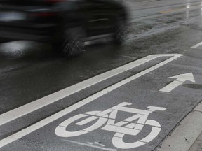A Bike lane on Yonge Street, north of Bloor Street, on Saturday, July 17, 2021.