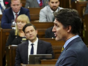 Prime Minister Justin Trudeau rises during question period in the House of Commons on Parliament Hill in Ottawa, Wednesday, May 1, 2024.
