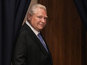 Ontario Premier Doug Ford attends a signing of a memorandum of understanding with Governor of Illinois J.B. Pritzker, at the US-Canada Summit in Toronto on Tuesday, June 11, 2024.