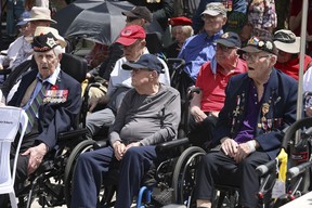 Sunnybrook hospital veterans commemorated the 80th anniversary of the D-Day invasion and rededicated their recently renovated Cenotaph on Thursday, June 6, 2024. JACK BOLAND/TORONTO SUN