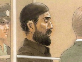 Raed Jaser is shown in court in Toronto on April 23, 2013 in an artist's sketch.