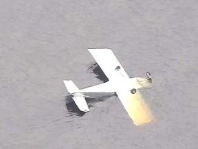 A small plane overturned in the Merrimack River on Monday, June 17, 2024.