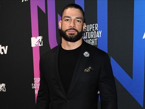 WWE superstar Roman Reigns at AT+T TV Super Saturday Night- Getty - February 2020