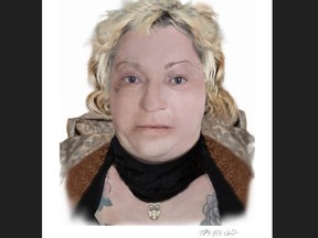 Investigators have released a sketch of a woman found dead in a tent in Trinity Square Park on May 29, 2024, along with images of her boots and tattoos, hoping someone can help identify her.