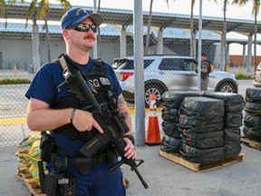 The U.S. Coast Guard shared this image of cocaine seized at a Florida port.