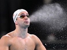 Netherlands' Arno Kamminga prepares to compete in a semifinal of the men's 100m breaststroke swimming event at the Paris 2024 Olympic Games.