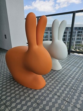 Sunny Bunny is an orange rabbit who lives on the balconies at the Hilton Conrad, the hotel at Evermore Resort in Orlando. Laura Shantora Nelles/Toronto Sun