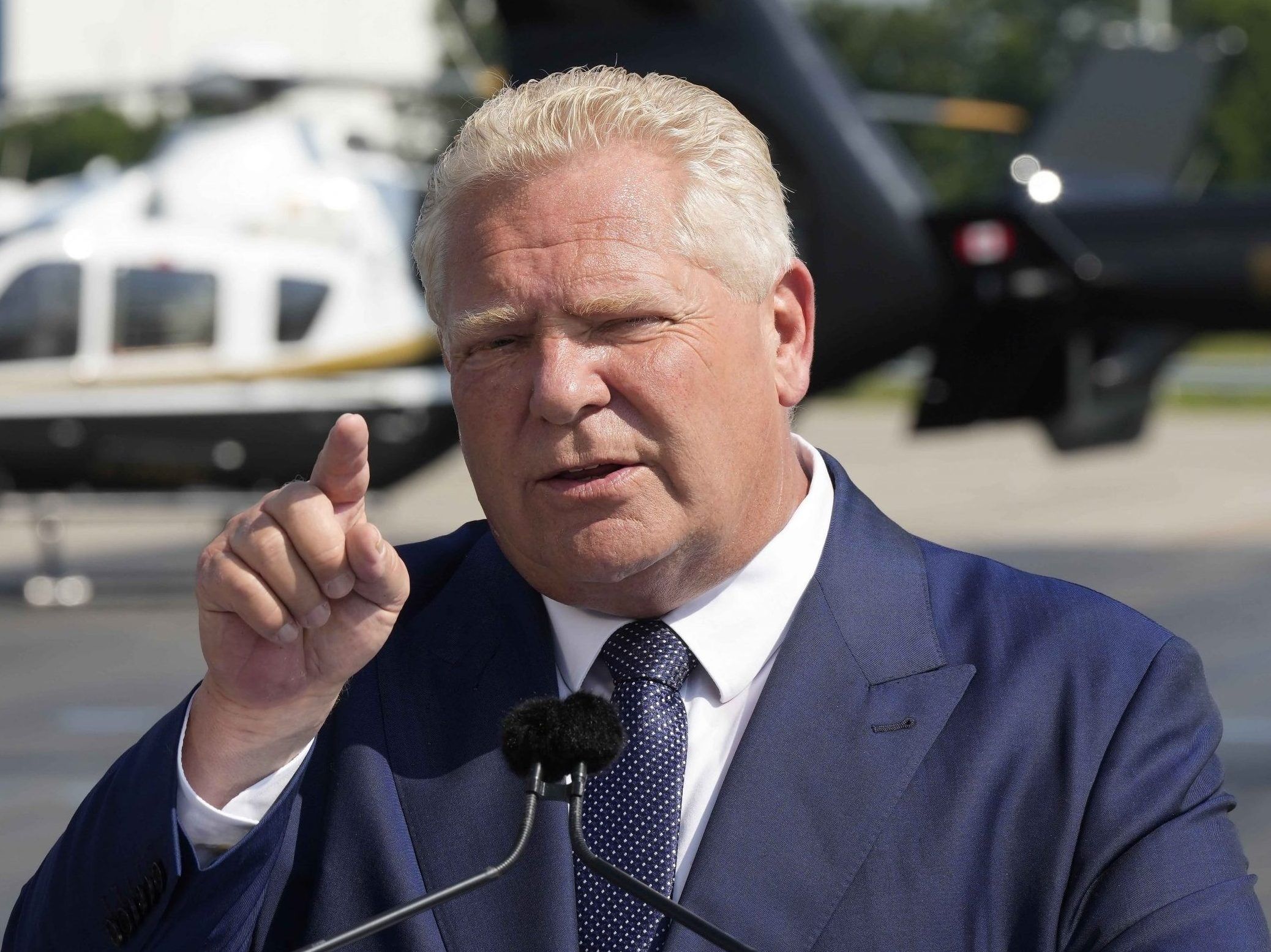 Premier Doug Ford speaks during a press conference.