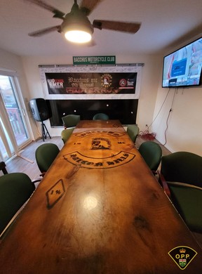 The Bacchus MC clubhouse in Oakville was among numerous locations where cops executed search warrants as part of an auto theft investigation on Nov. 16, 2023.