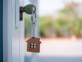 The landlord opened the door with a pending key. Home selling ideas, home mortgage