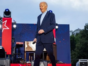 President Joe Biden walks on stage during a 4th of July event on the South Lawn of the White House on July 4, 2024 in Washington, DC.