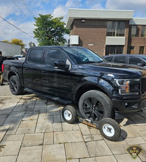 Six six stolen vehicles were recovered in an auto theft investigation in Ontario allegedly involving Bacchus MC members on Nov. 16, 2023.