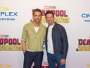 Ryan Reynolds and Hugh Jackman attend the Canadian Premiere of 'Deadpool & Wolverine' at Scotiabank Theatre in Toronto on July 23, 2024.