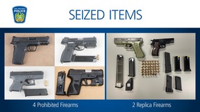 Four prohibited firearms and two replica guns seized during Project Warlock.