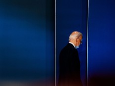 President Joe Biden exits the stage after speaking at NATO's 75th anniversary summit in Washington earlier this month. MUST CREDIT: Demetrius Freeman/The Washington Post