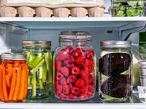 For two of these types of produce, glass jar storage can be helpful. But not for the other two. MUST CREDIT: Scott Suchman for The Washington Post/food styling by Carolyn Robb for The Washington Post