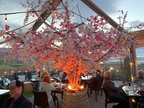The beautiful cherry blossom centrepiece in the Pacific Prime restaurant at The Beach Club Resort in Parksville, B.C., on Vancouver Island.