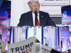 Republican presidential candidate and former president, Donald Trump, speaks during the final day of the Republican National Convention Thursday, July 18, 2024, in Milwaukee.