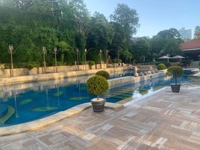 GARDEN POOL: We felt like Sultans at the Grand Hyatt Istanbul pool. BRAD HUNTER/ TORONTO SUN