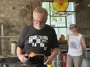 Glassblower Jeremy Popelka explains the techniques of his artform at Popelka Trenchard Glass. IAN SHANTZ/TORONTO SUN