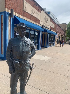 Teddy Roosevelt with his sword is one of the presidential statues lining Rapid City. Lance Hornby/Toronto Sun