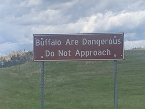 The signage is not just for show in Custer State Park in South Dakota. Lance Hornby/Toronto Sun