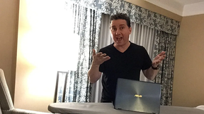 The ironing board in your hotel or motel room can be used as a standing desk in a pinch.
