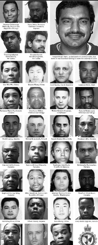 ¡LA PANDILLA ESTÁ TODA AQUÍ! La lista de los más buscados de la CBSA, ahora retirada. CBSA